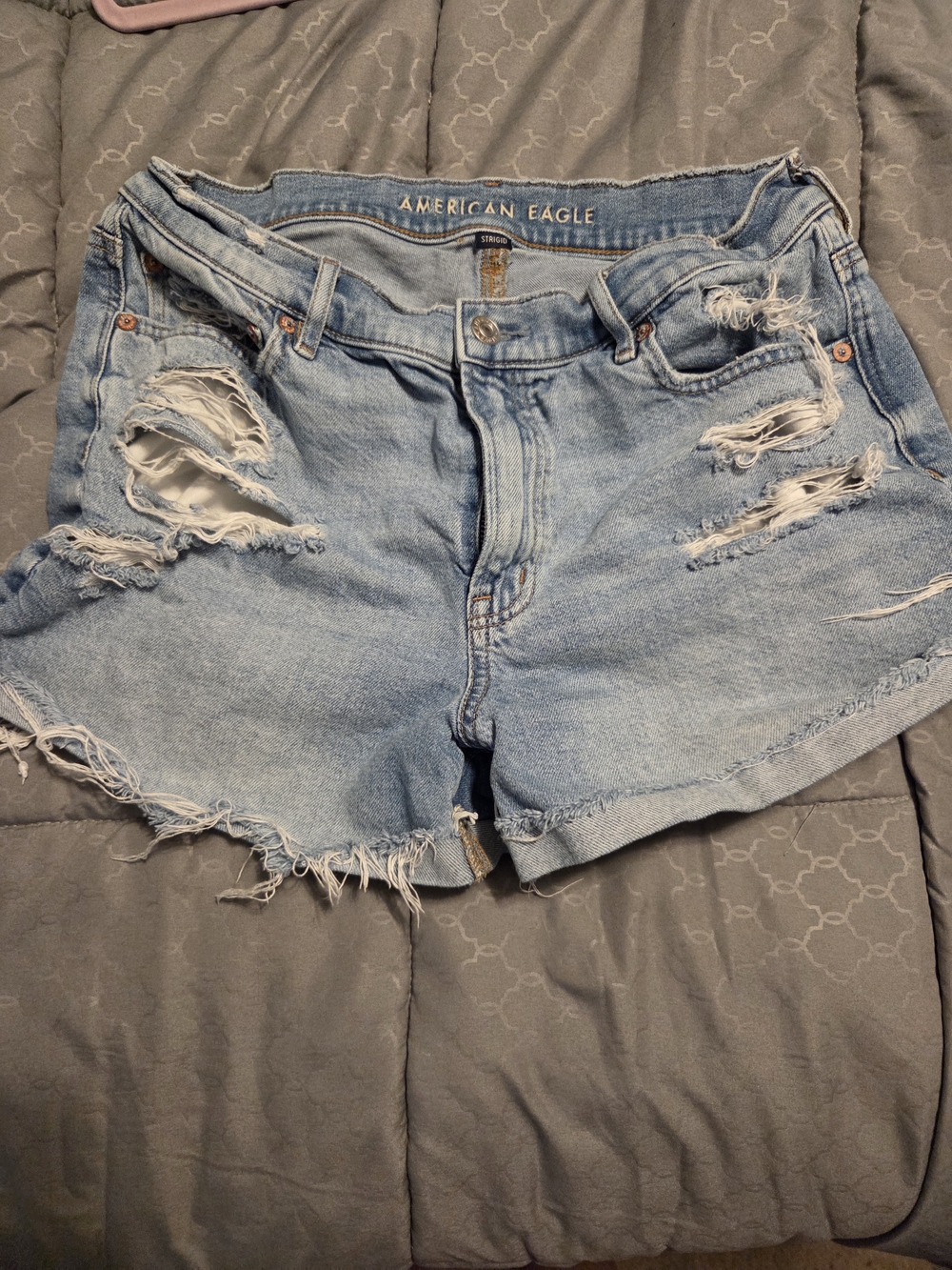 American Eagle Outfitters Light Blue Distressed Denim Shorts